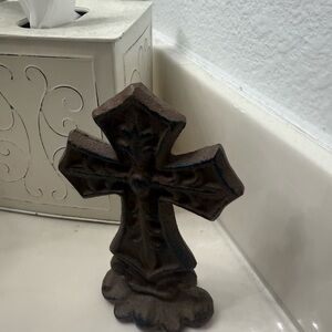 Decorative Brown Cross Sculpture